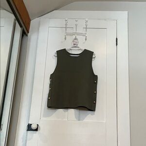 #28, Sleeveless Olive Green Side-Button Top
